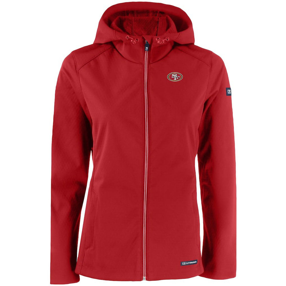 NFL San Francisco 49ers Cutter & Buck Women's Evoke Eco Softshell Recycled Full-Zip Hooded Jacket