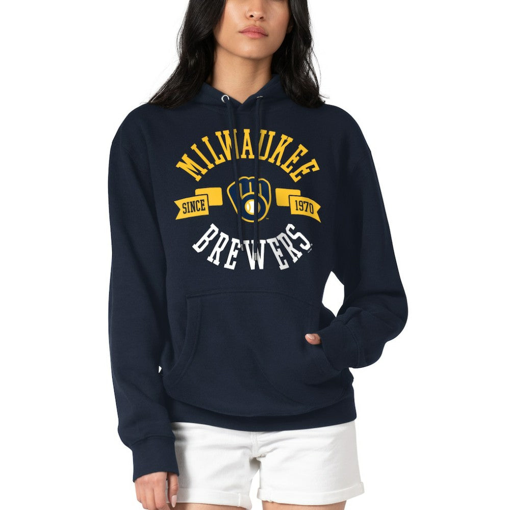 Milwaukee Brewers G-III 4Her by Carl Banks Women's City Graphic Pullover Hoodie - Navy