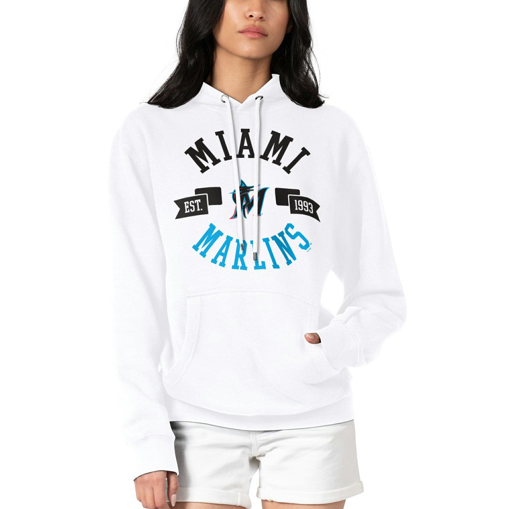 Miami Marlins G-III 4Her by Carl Banks Women's City Graphic Pullover Hoodie - White