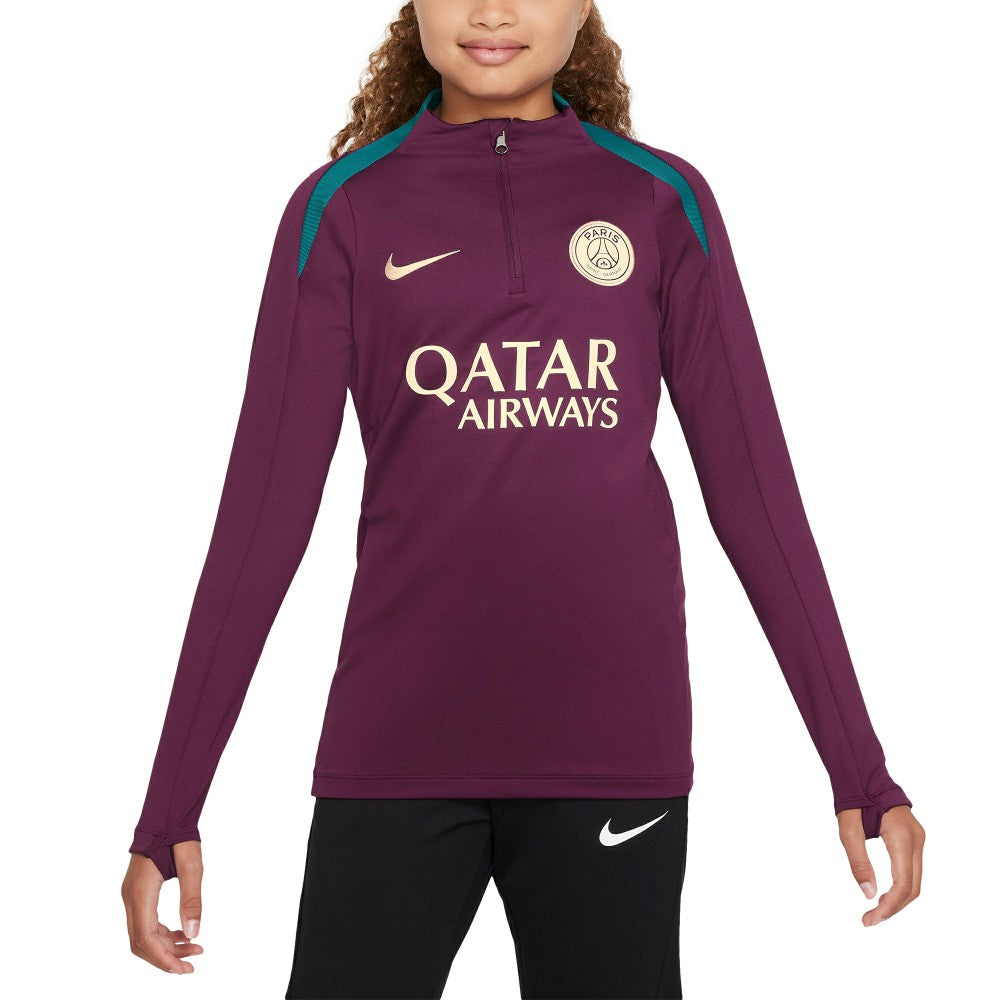 Paris Saint-Germain Youth 2024/25 Strike Drill Quarter-Zip Long Sleeve Performance Training Top / Soccer Sale