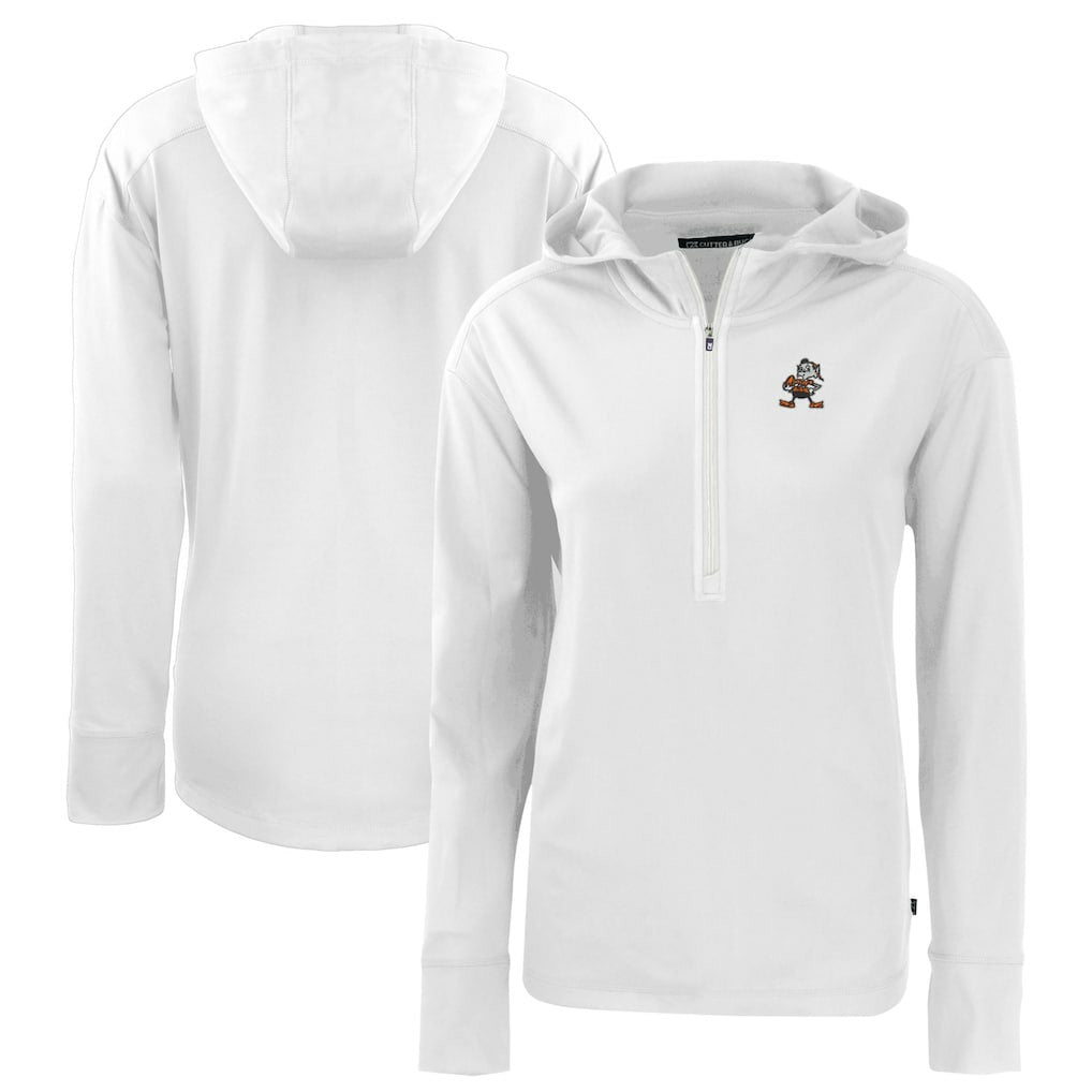 NFL Cleveland Browns Cutter & Buck Women's Throwback Daybreak Eco Recycled Half-Zip Hoodie