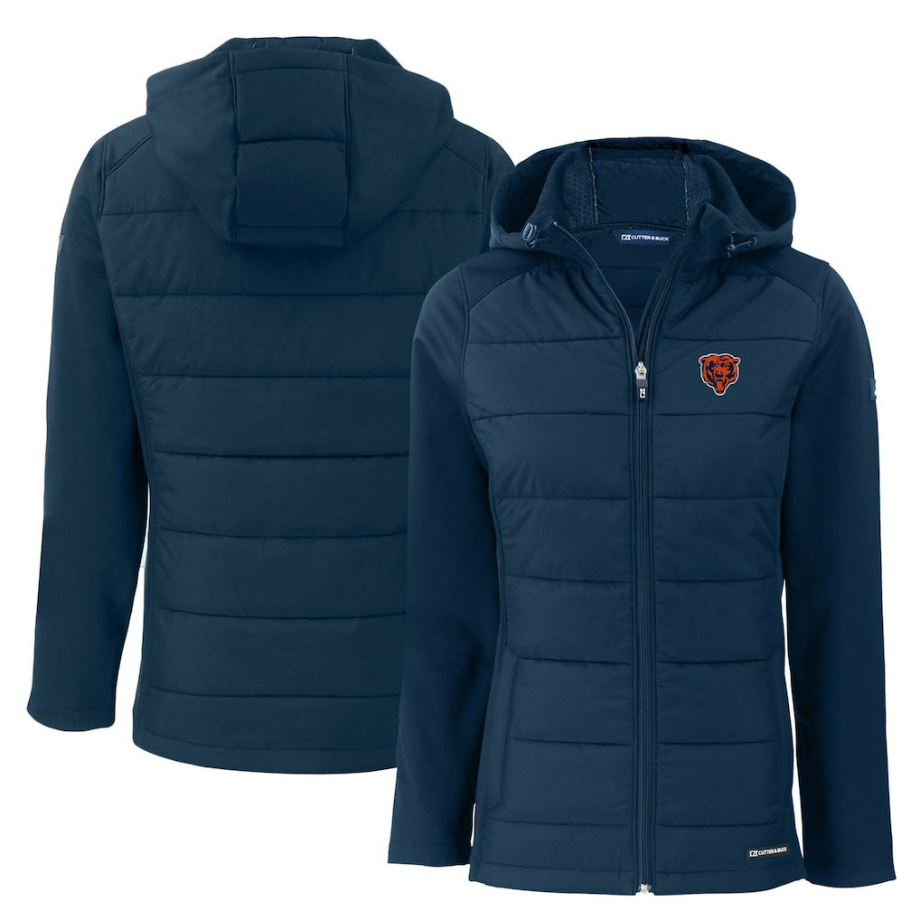 NFL Chicago Bears Cutter & Buck Women's Throwback Evoke Hybrid Eco Softshell Recycled Full-Zip Hoodie Jacket
