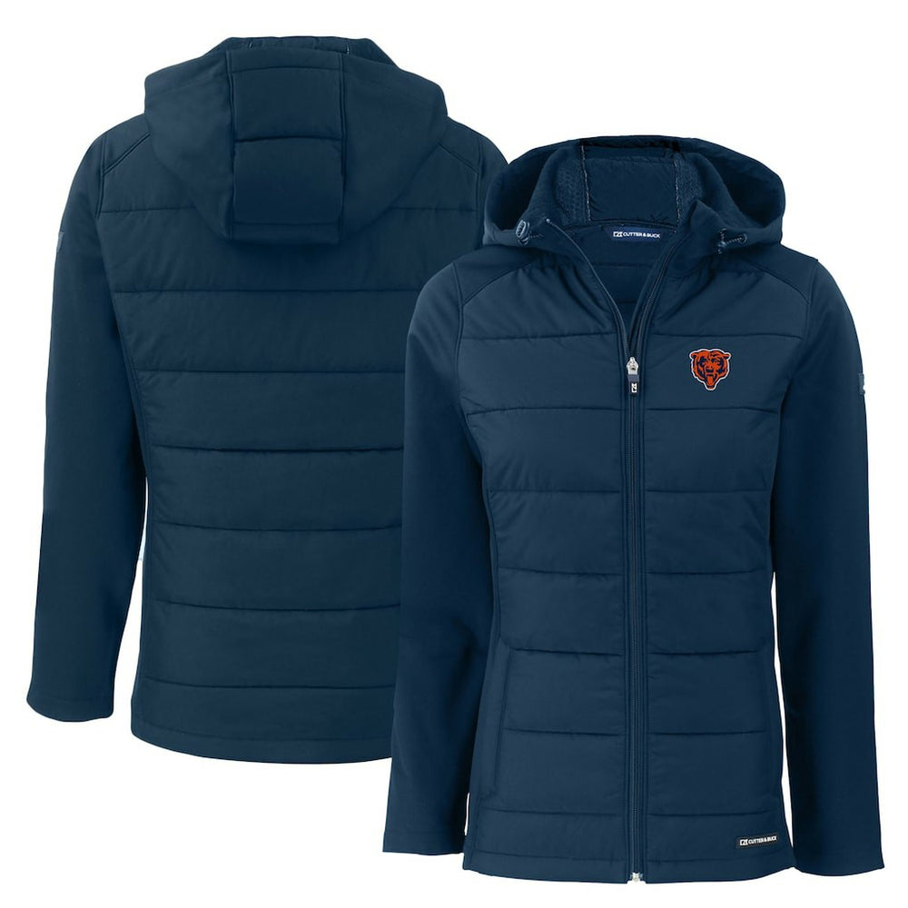 NFL Chicago Bears Cutter & Buck Women's Throwback Evoke Hybrid Eco Softshell Recycled Full-Zip Hoodie Jacket