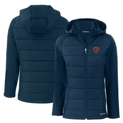 NFL Chicago Bears Cutter & Buck Women's Throwback Evoke Hybrid Eco Softshell Recycled Full-Zip Hoodie Jacket