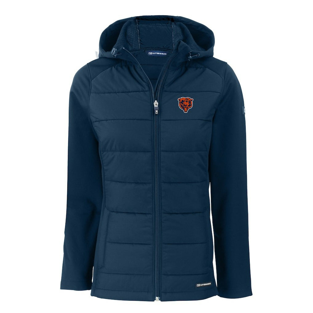 NFL Chicago Bears Cutter & Buck Women's Throwback Evoke Hybrid Eco Softshell Recycled Full-Zip Hoodie Jacket