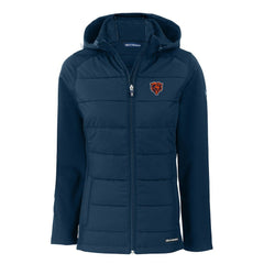 NFL Chicago Bears Cutter & Buck Women's Throwback Evoke Hybrid Eco Softshell Recycled Full-Zip Hoodie Jacket