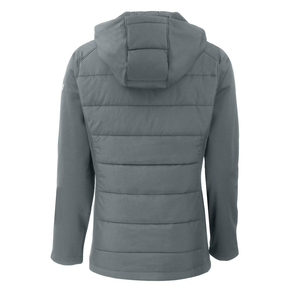 NFL Miami Dolphins Cutter & Buck Women's Throwback Evoke Hybrid Eco Softshell Recycled Full-Zip Hoodie Jacket