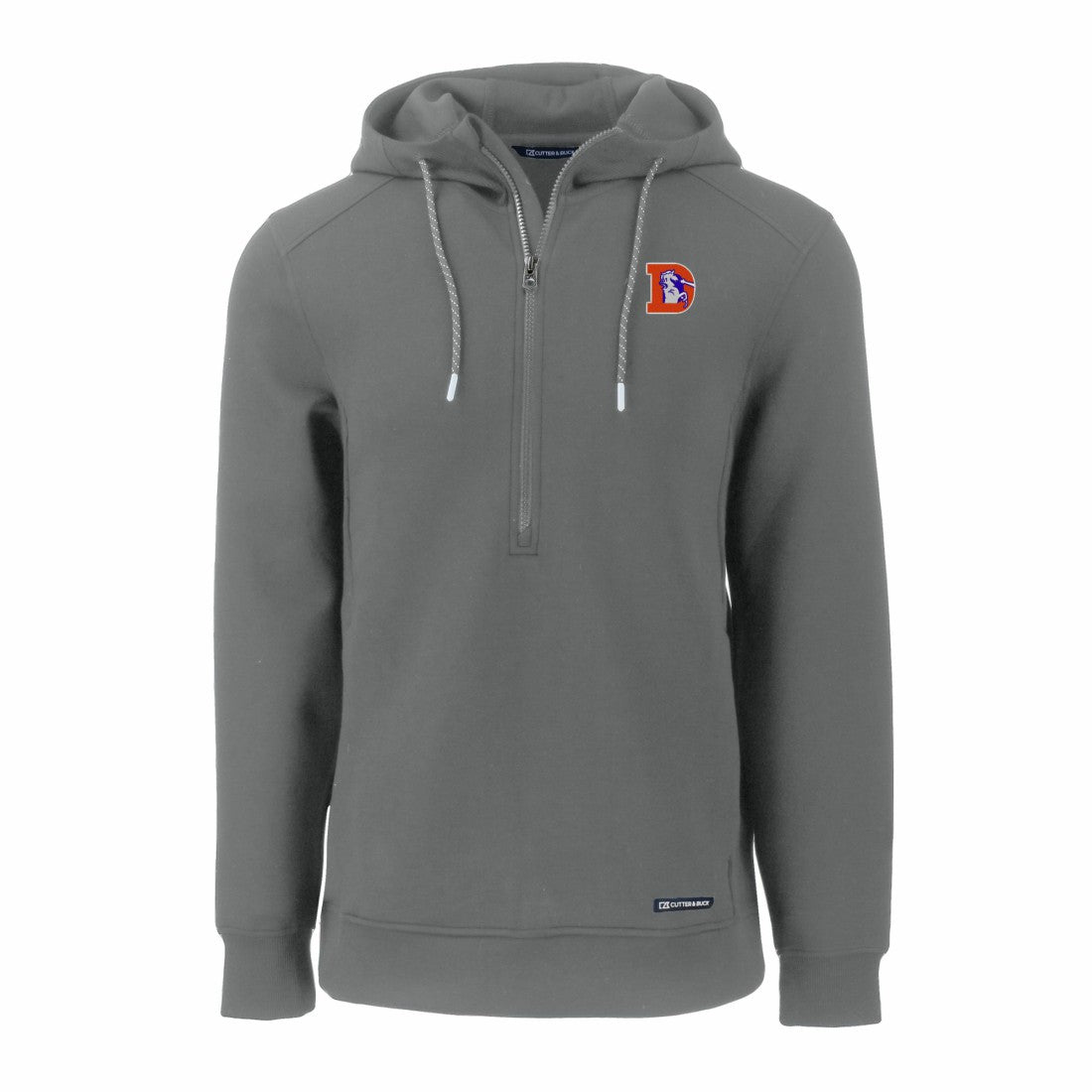 NFL Denver Broncos Cutter & Buck Throwback Roam Eco Half-Zip Recycled Pullover Hoodie