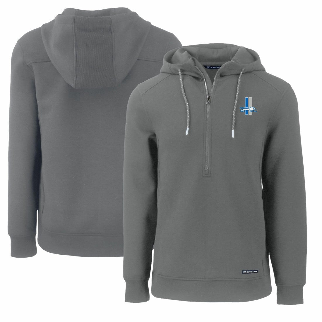 NFL Detroit Lions Cutter & Buck Throwback Roam Eco Half-Zip Recycled Pullover Hoodie