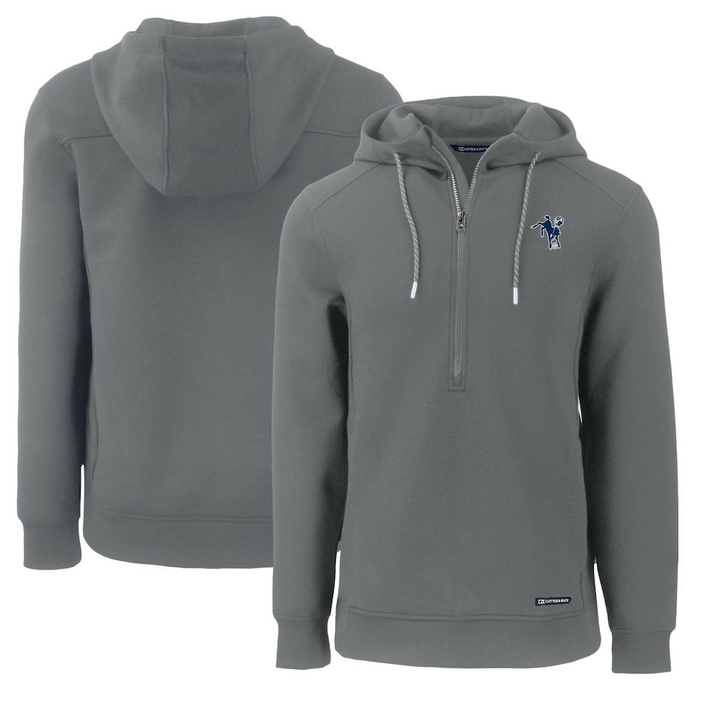 NFL Indianapolis Colts Cutter & Buck Throwback Roam Eco Half-Zip Recycled Pullover Hoodie