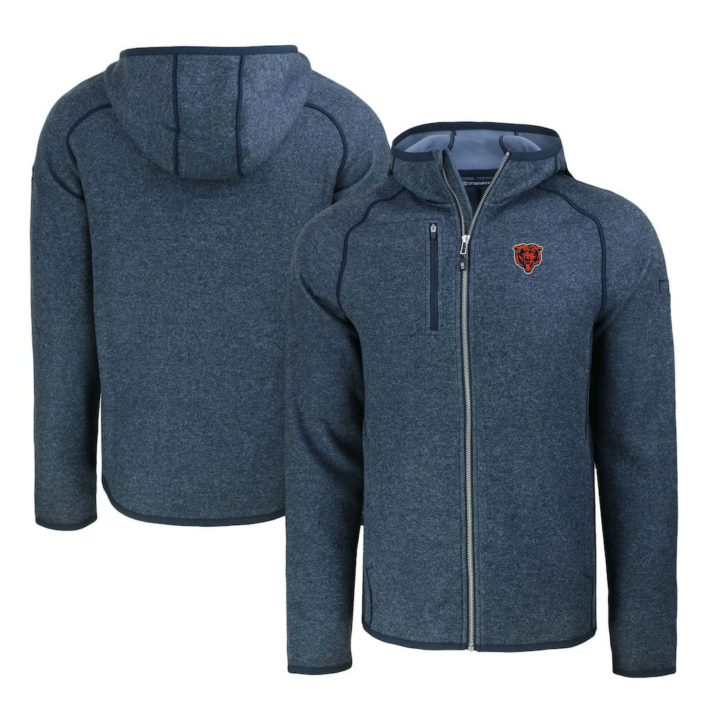 NFL Chicago Bears Cutter & Buck Throwback Mainsail Sweater-Knit Full-Zip Hoodie