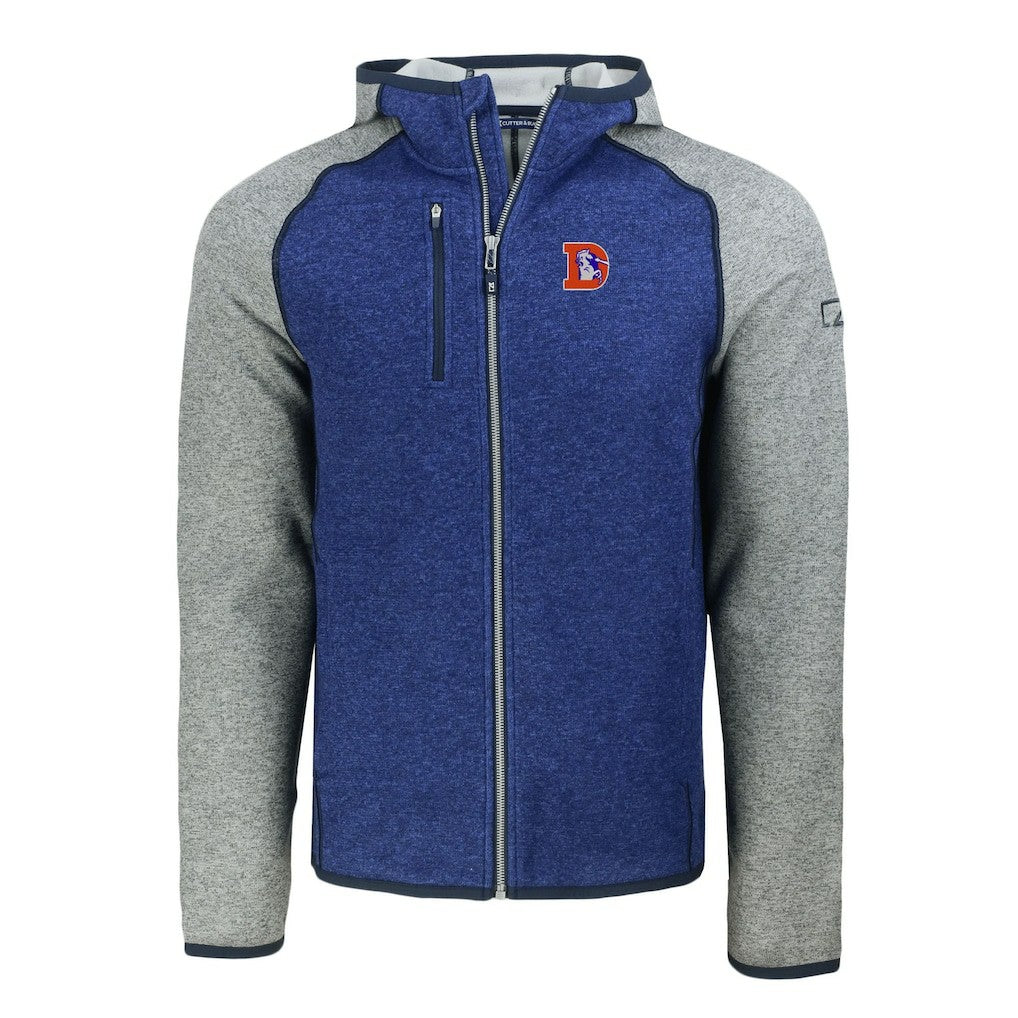 NFL Denver Broncos Cutter & Buck Throwback Mainsail Sweater-Knit Full-Zip Hoodie