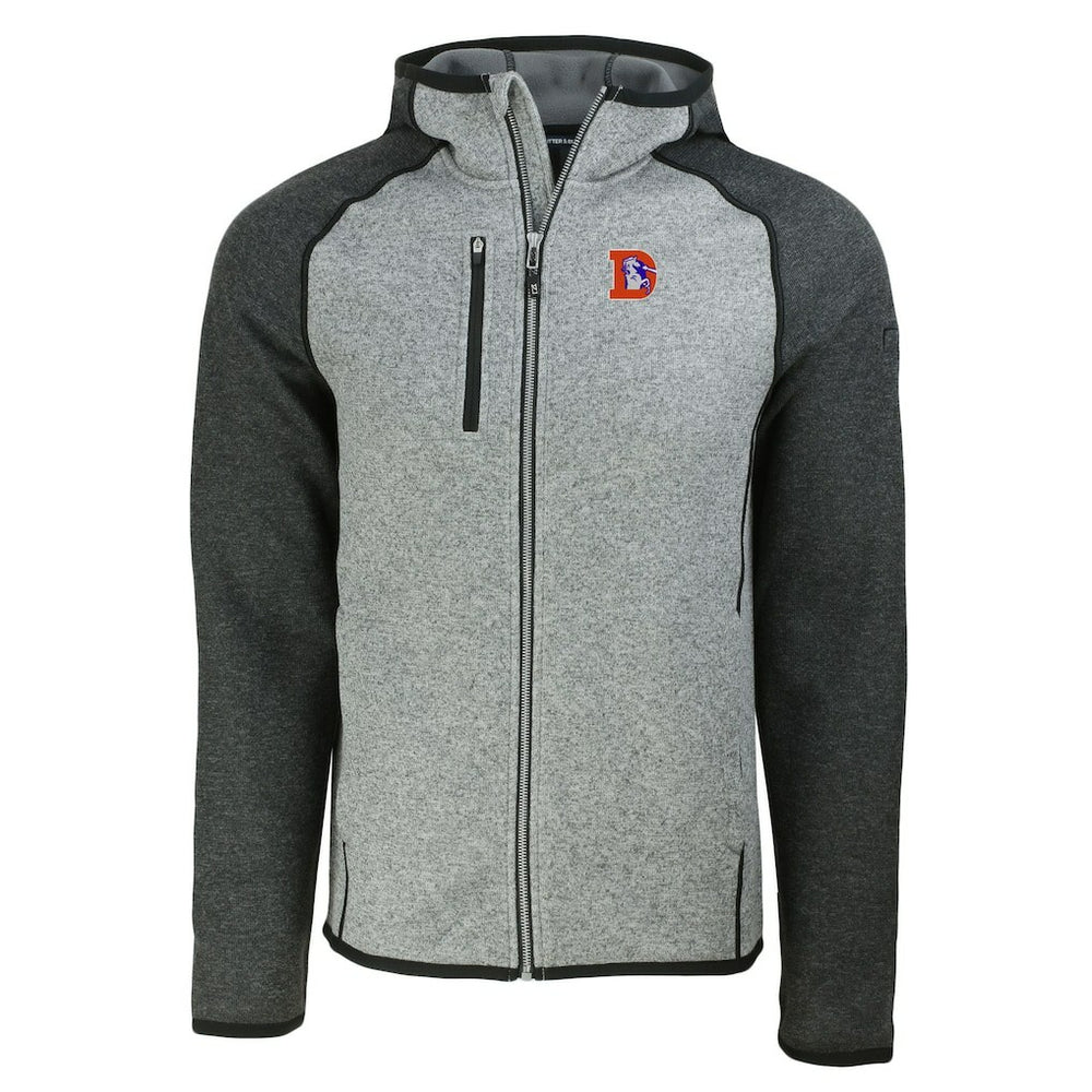 NFL Denver Broncos Cutter & Buck Throwback Mainsail Sweater-Knit Full-Zip Hoodie