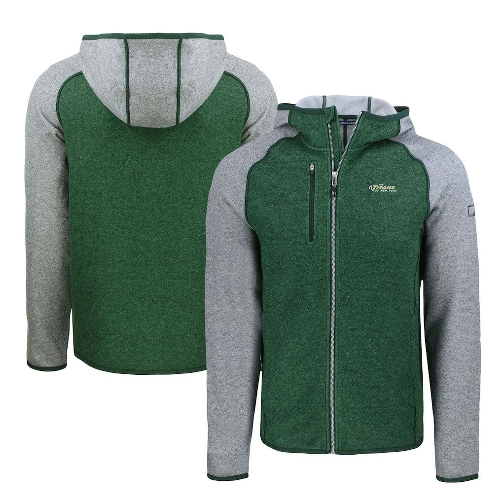 NFL New York Jets Cutter & Buck Throwback Mainsail Sweater-Knit Full-Zip Hoodie