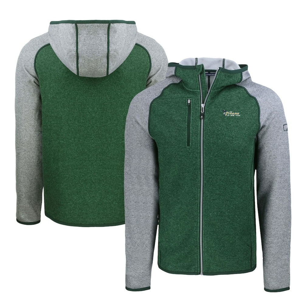 NFL New York Jets Cutter & Buck Throwback Mainsail Sweater-Knit Full-Zip Hoodie
