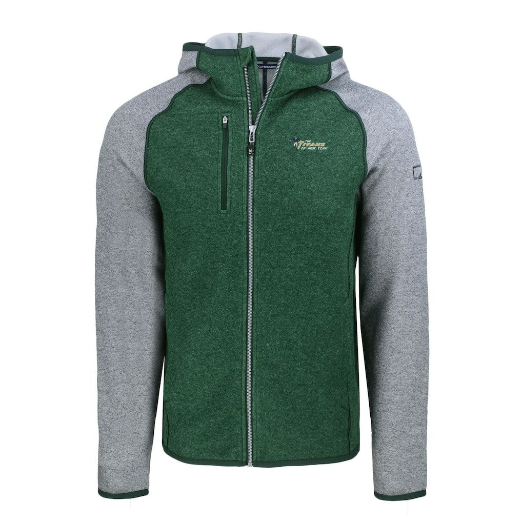 NFL New York Jets Cutter & Buck Throwback Mainsail Sweater-Knit Full-Zip Hoodie