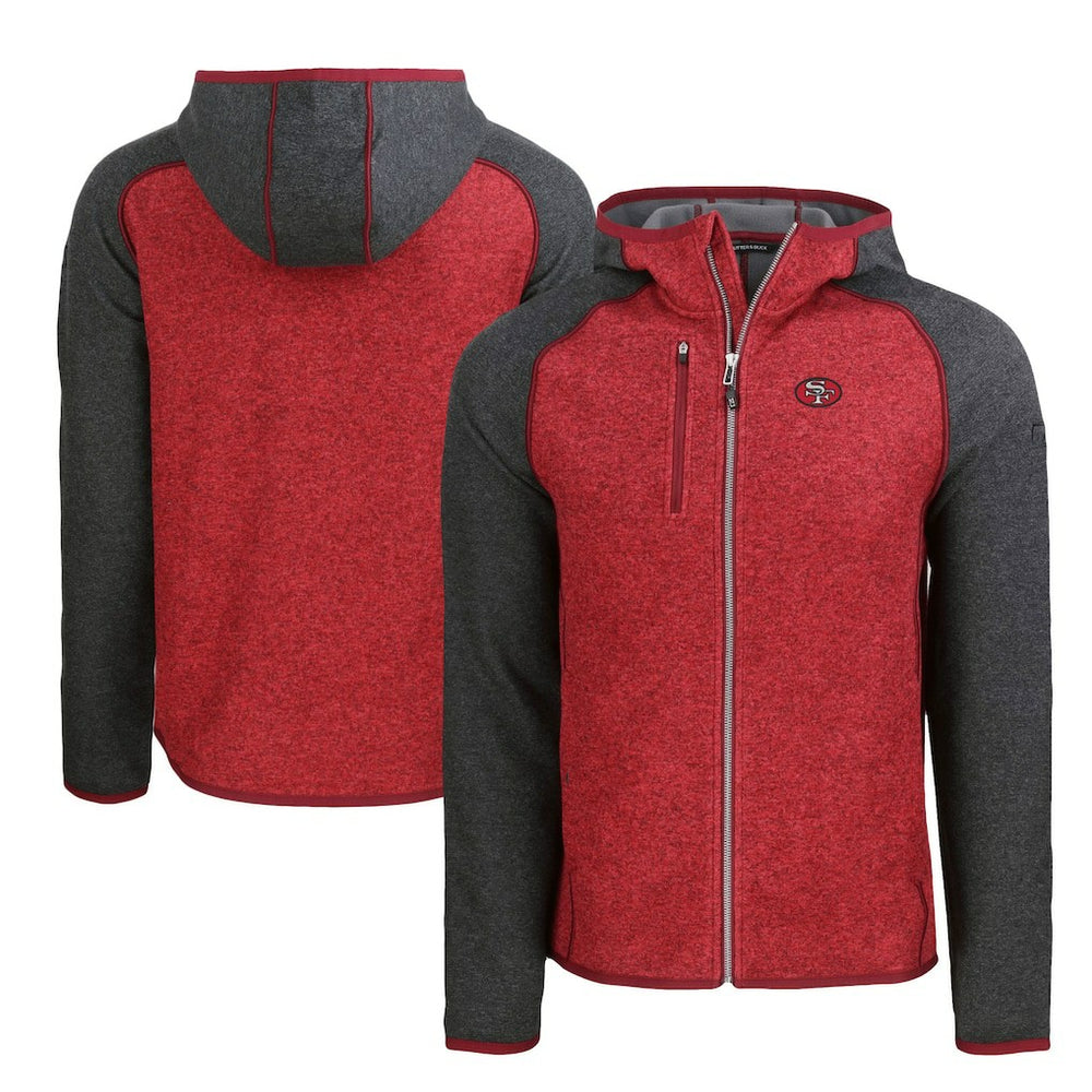 NFL San Francisco 49ers Cutter & Buck Throwback Mainsail Sweater-Knit Full-Zip Hoodie