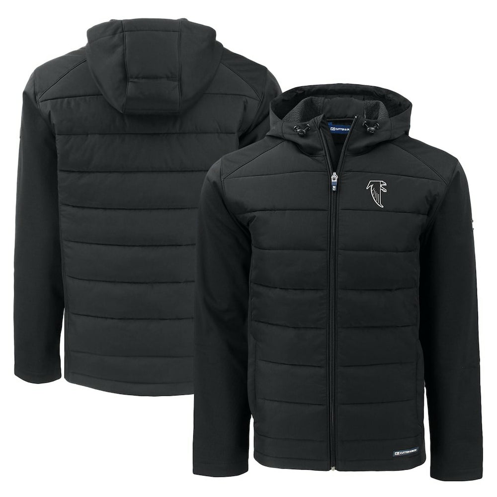 NFL Atlanta Falcons Cutter & Buck Throwback Evoke Hybrid Eco Softshell Recycled Full-Zip Hoodie Jacket