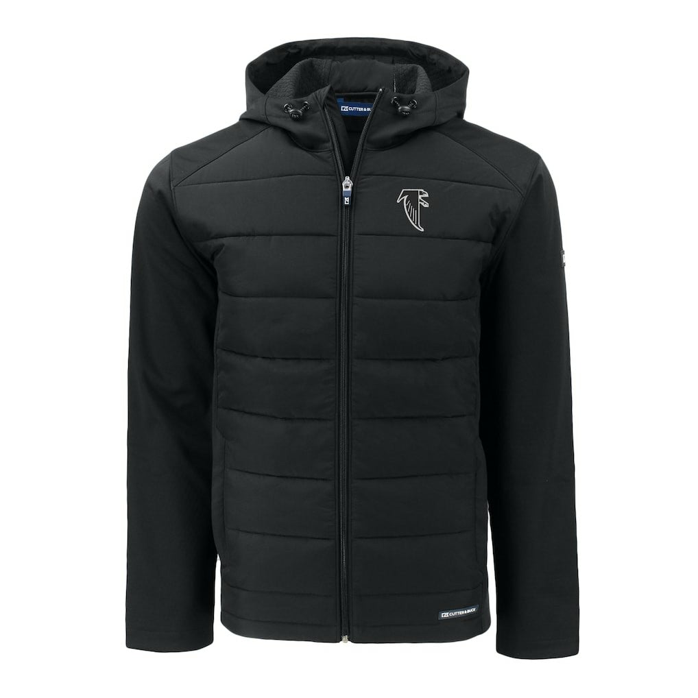 NFL Atlanta Falcons Cutter & Buck Throwback Evoke Hybrid Eco Softshell Recycled Full-Zip Hoodie Jacket