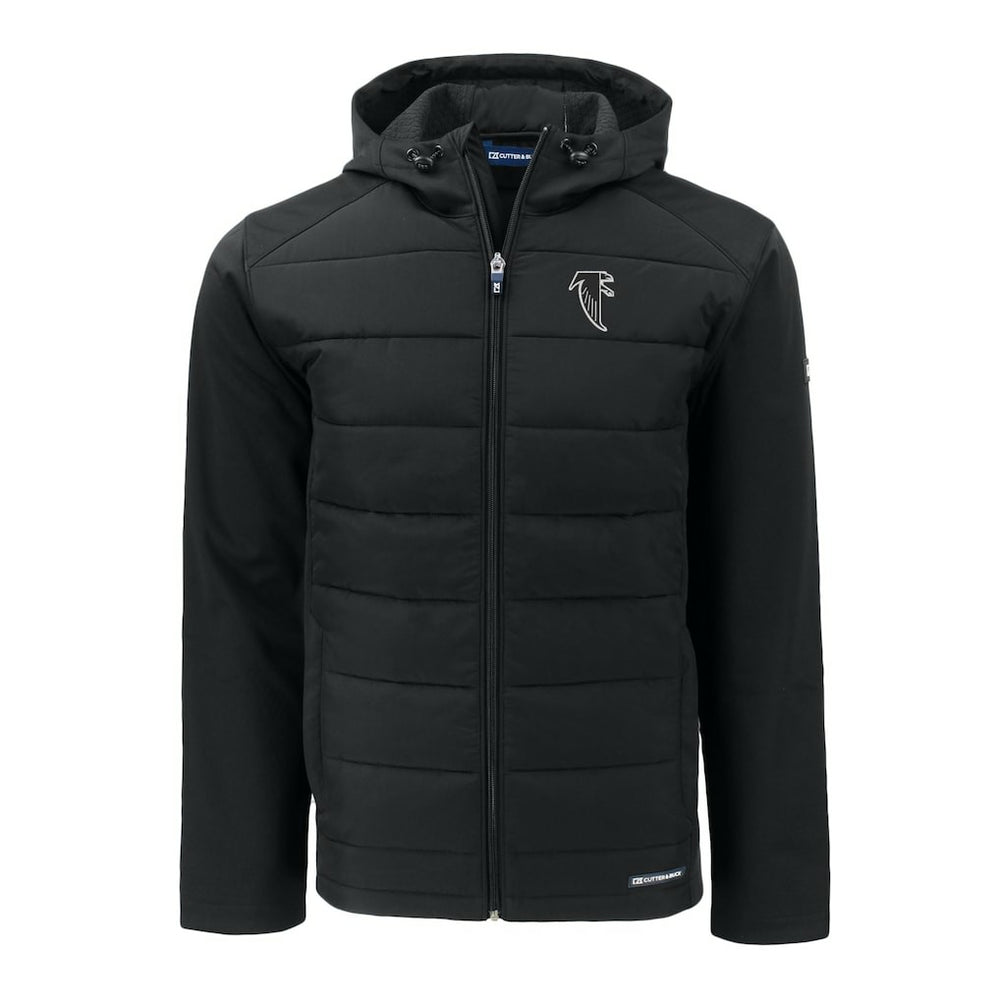 NFL Atlanta Falcons Cutter & Buck Throwback Evoke Hybrid Eco Softshell Recycled Full-Zip Hoodie Jacket