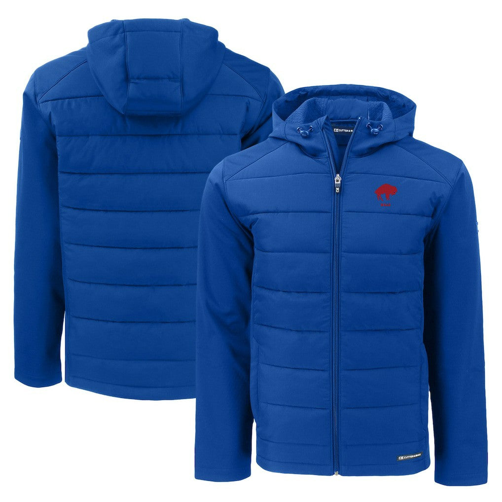 NFL Buffalo Bills Cutter & Buck Throwback Evoke Hybrid Eco Softshell Recycled Full-Zip Hoodie Jacket