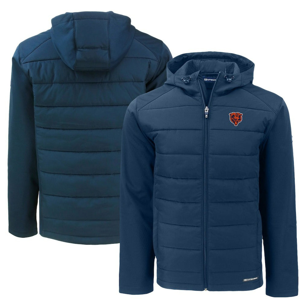 NFL Chicago Bears Cutter & Buck Throwback Evoke Hybrid Eco Softshell Recycled Full-Zip Hoodie Jacket