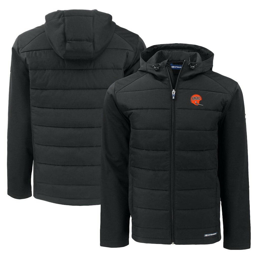 NFL Cincinnati Bengals Cutter & Buck Throwback Evoke Hybrid Eco Softshell Recycled Full-Zip Hoodie Jacket