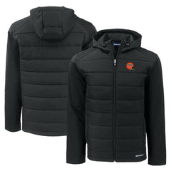 NFL Cincinnati Bengals Cutter & Buck Throwback Evoke Hybrid Eco Softshell Recycled Full-Zip Hoodie Jacket