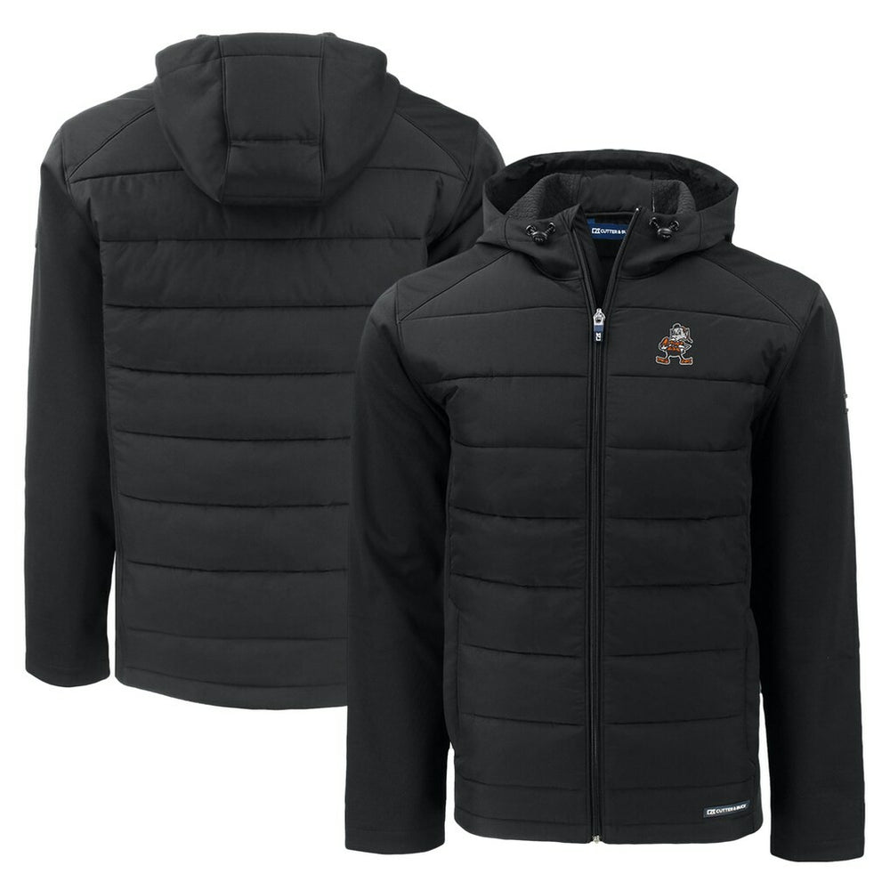 NFL Cleveland Browns Cutter & Buck Throwback Evoke Hybrid Eco Softshell Recycled Full-Zip Hoodie Jacket