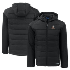 NFL Cleveland Browns Cutter & Buck Throwback Evoke Hybrid Eco Softshell Recycled Full-Zip Hoodie Jacket