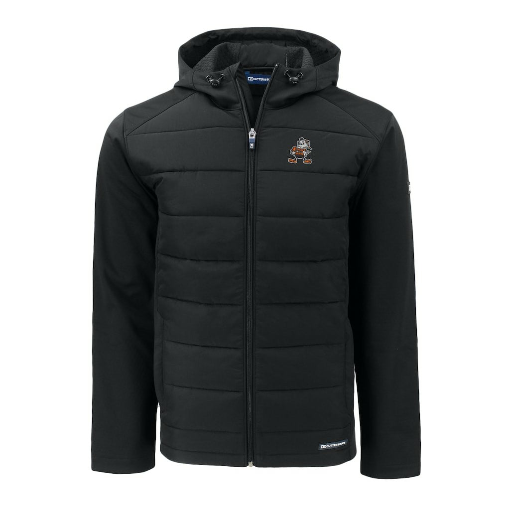 NFL Cleveland Browns Cutter & Buck Throwback Evoke Hybrid Eco Softshell Recycled Full-Zip Hoodie Jacket