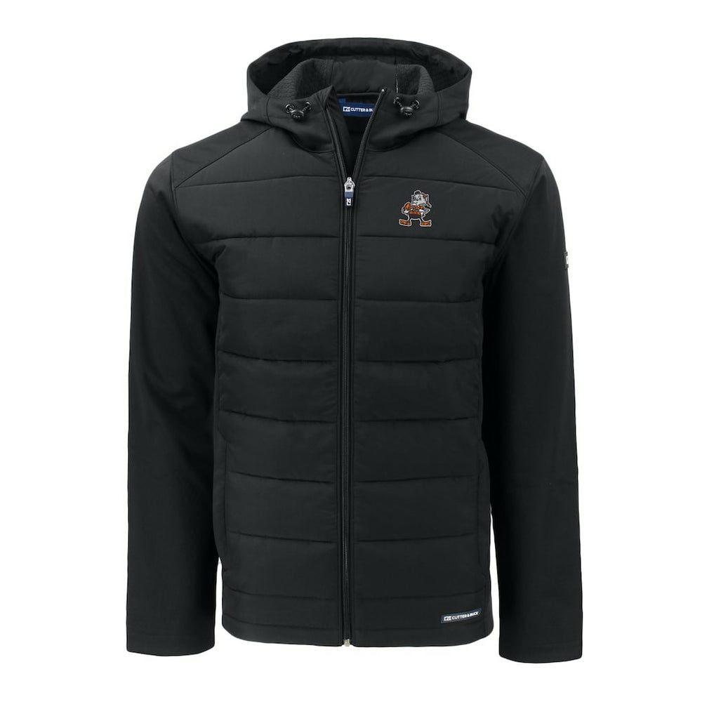 NFL Cleveland Browns Cutter & Buck Throwback Evoke Hybrid Eco Softshell Recycled Full-Zip Hoodie Jacket