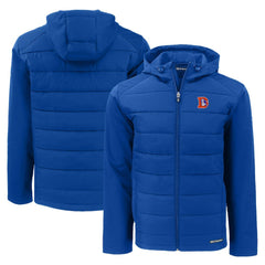 NFL Denver Broncos Cutter & Buck Throwback Evoke Hybrid Eco Softshell Recycled Full-Zip Hoodie Jacket