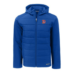 NFL Denver Broncos Cutter & Buck Throwback Evoke Hybrid Eco Softshell Recycled Full-Zip Hoodie Jacket