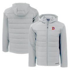 NFL Denver Broncos Cutter & Buck Throwback Evoke Hybrid Eco Softshell Recycled Full-Zip Hoodie Jacket
