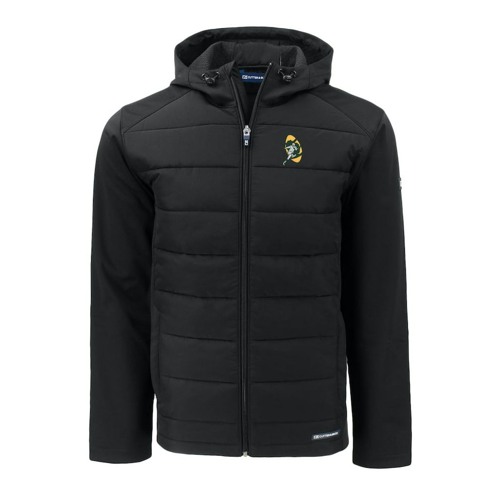 NFL Green Bay Packers Cutter & Buck Throwback Evoke Hybrid Eco Softshell Recycled Full-Zip Hoodie Jacket