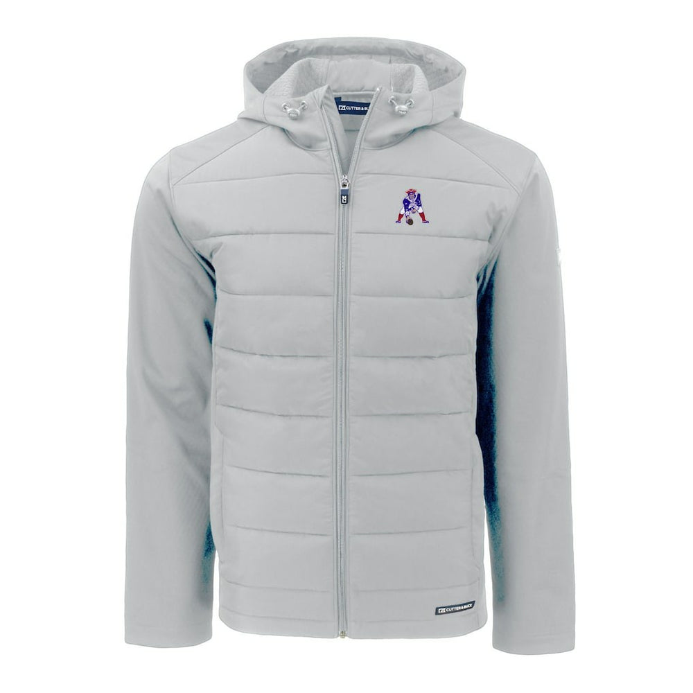 NFL New England Patriots Cutter & Buck Throwback Evoke Hybrid Eco Softshell Recycled Full-Zip Hoodie Jacket
