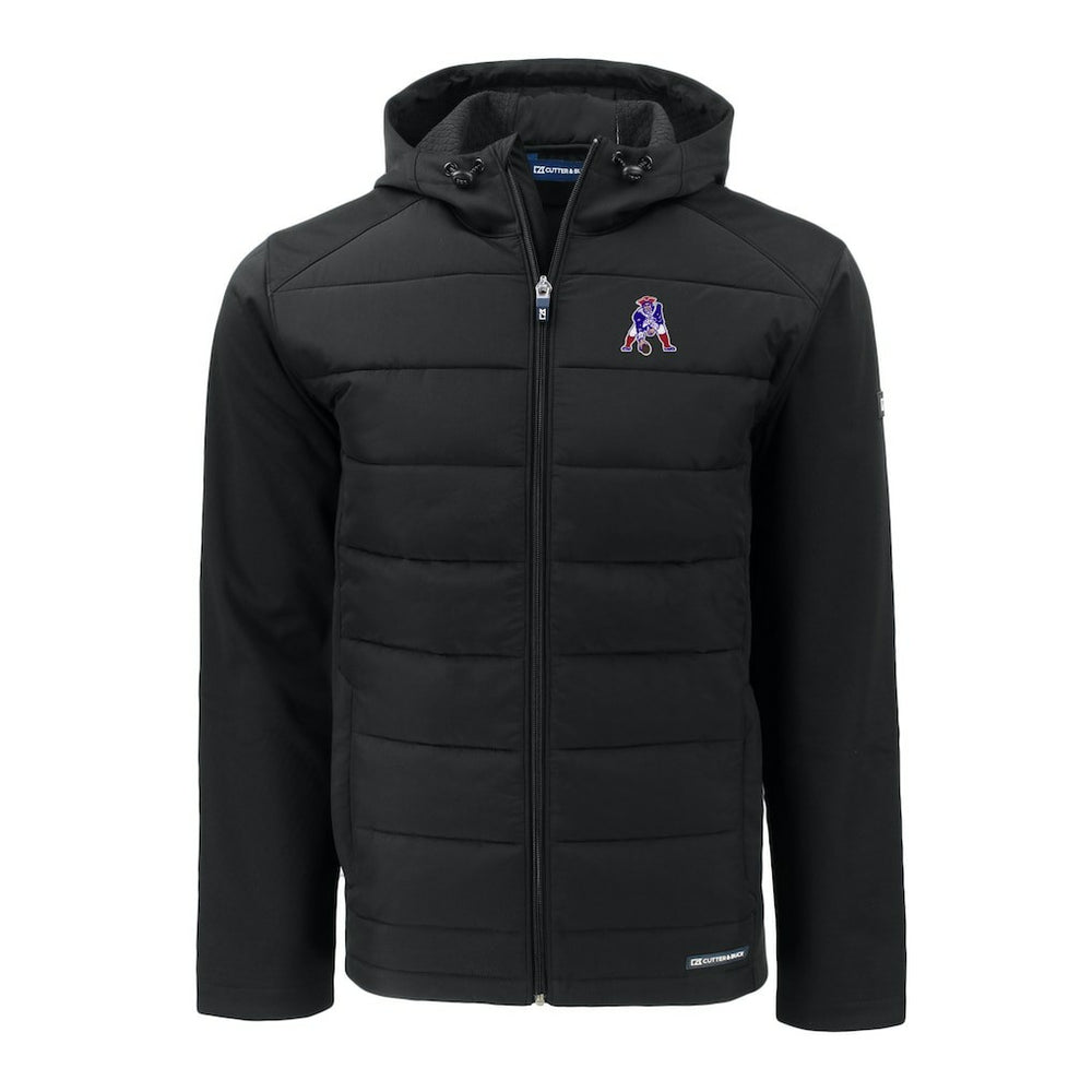 NFL New England Patriots Cutter & Buck Throwback Evoke Hybrid Eco Softshell Recycled Full-Zip Hoodie Jacket