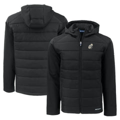 NFL New Orleans Saints Cutter & Buck Throwback Evoke Hybrid Eco Softshell Recycled Full-Zip Hoodie Jacket