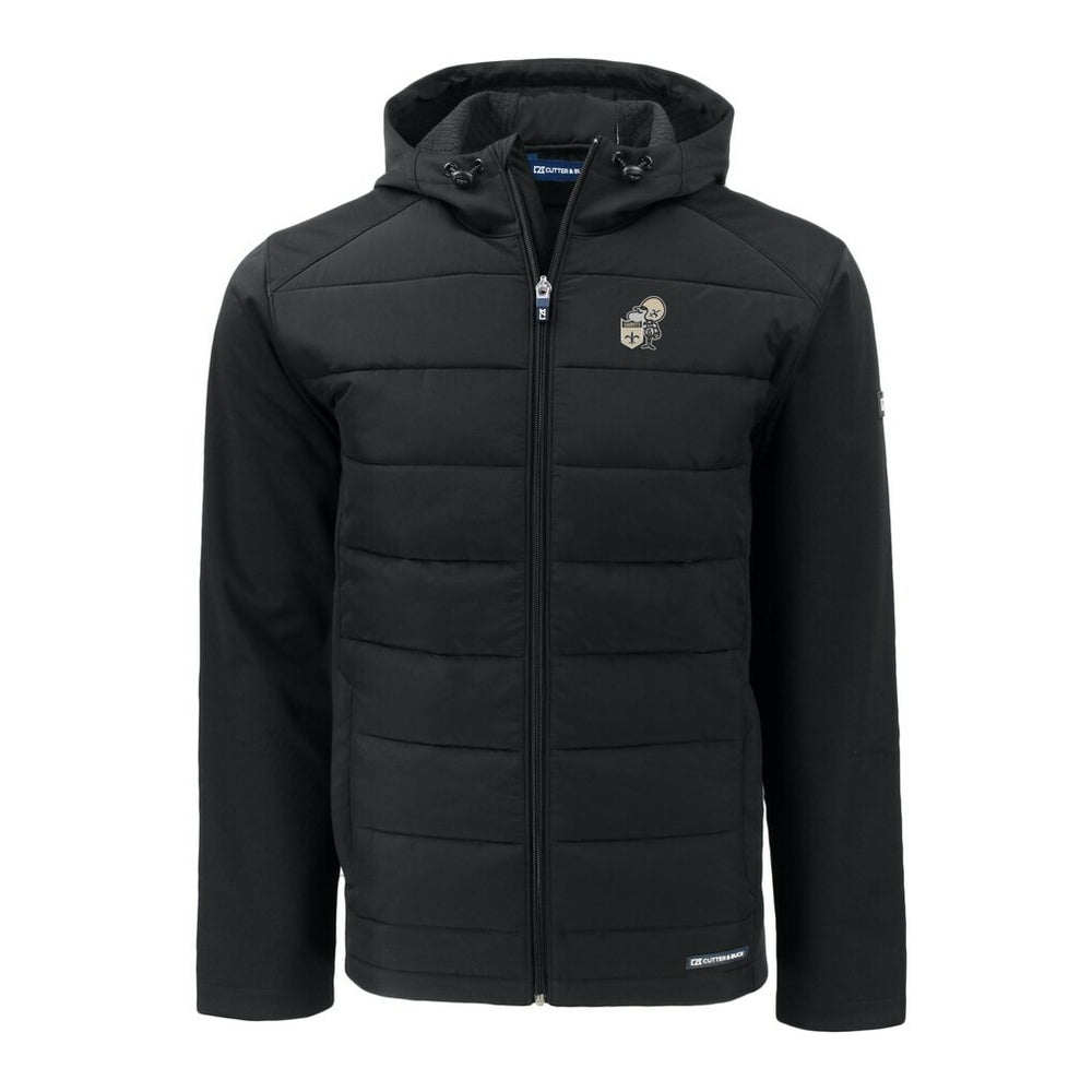 NFL New Orleans Saints Cutter & Buck Throwback Evoke Hybrid Eco Softshell Recycled Full-Zip Hoodie Jacket