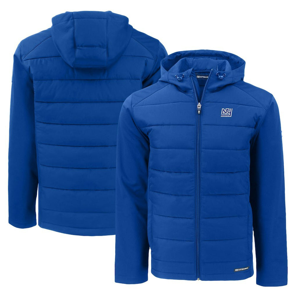 NFL New York Giants Cutter & Buck Throwback Evoke Hybrid Eco Softshell Recycled Full-Zip Hoodie Jacket