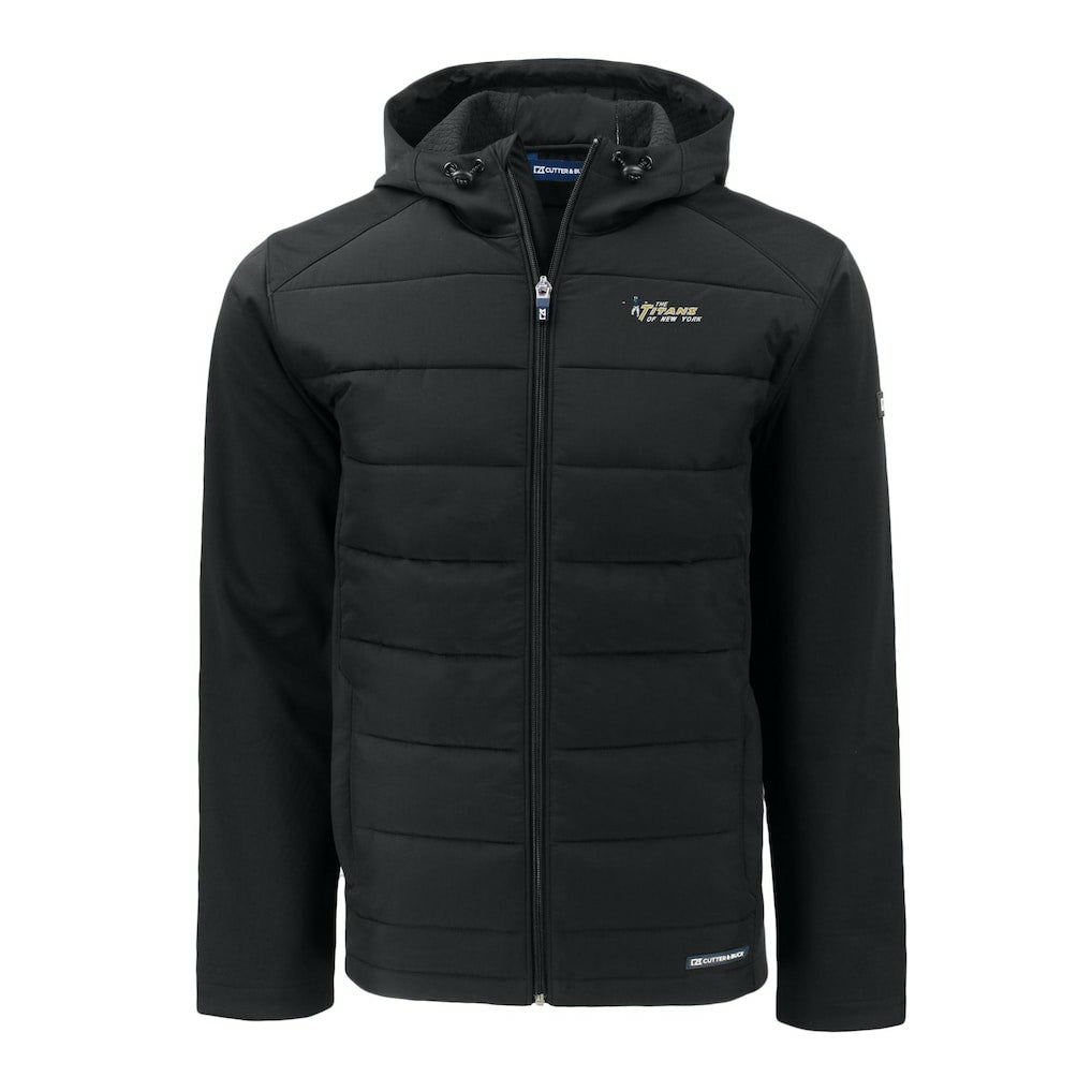 NFL New York Jets Cutter & Buck Throwback Evoke Hybrid Eco Softshell Recycled Full-Zip Hoodie Jacket