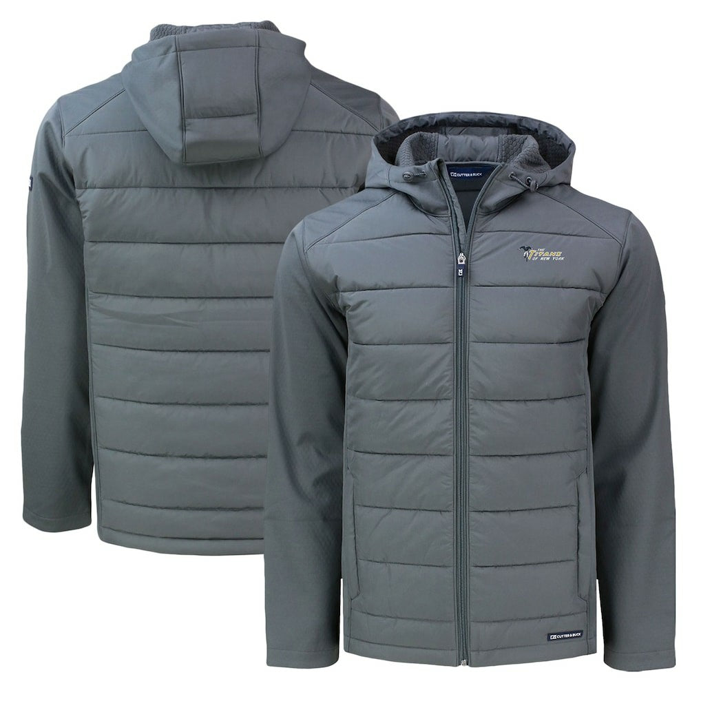 NFL New York Jets Cutter & Buck Throwback Evoke Hybrid Eco Softshell Recycled Full-Zip Hoodie Jacket