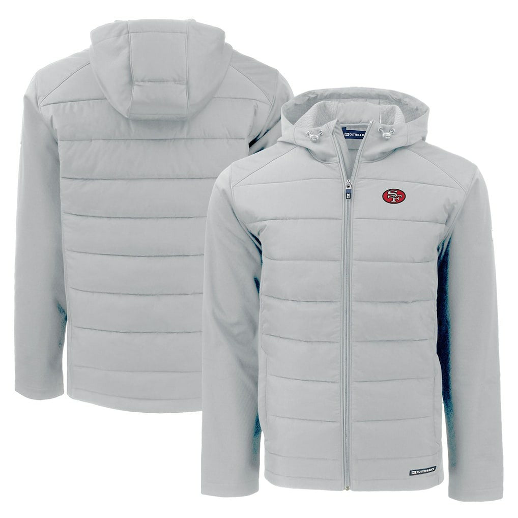 NFL San Francisco 49ers Cutter & Buck Throwback Evoke Hybrid Eco Softshell Recycled Full-Zip Hoodie Jacket