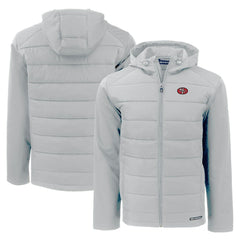 NFL San Francisco 49ers Cutter & Buck Throwback Evoke Hybrid Eco Softshell Recycled Full-Zip Hoodie Jacket