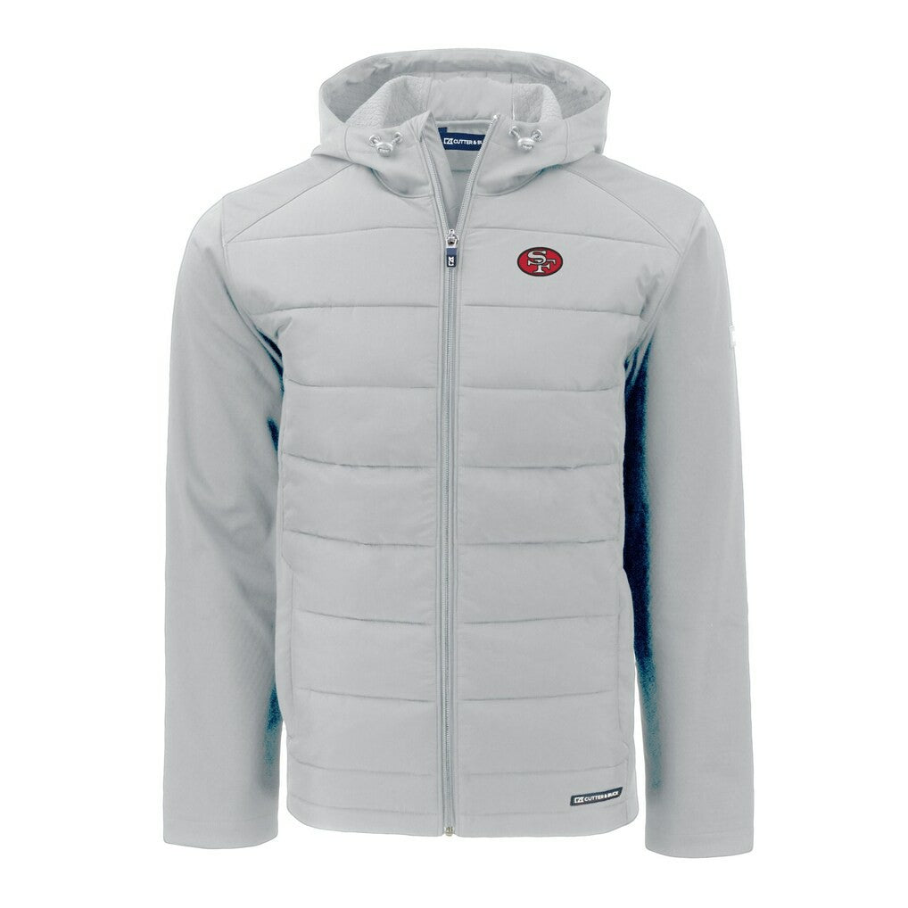 NFL San Francisco 49ers Cutter & Buck Throwback Evoke Hybrid Eco Softshell Recycled Full-Zip Hoodie Jacket