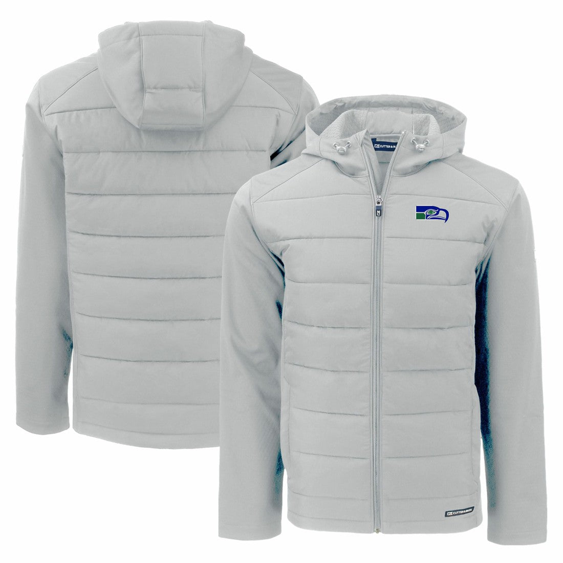 NFL Seattle Seahawks Cutter & Buck Throwback Evoke Hybrid Eco Softshell Recycled Full-Zip Hoodie Jacket