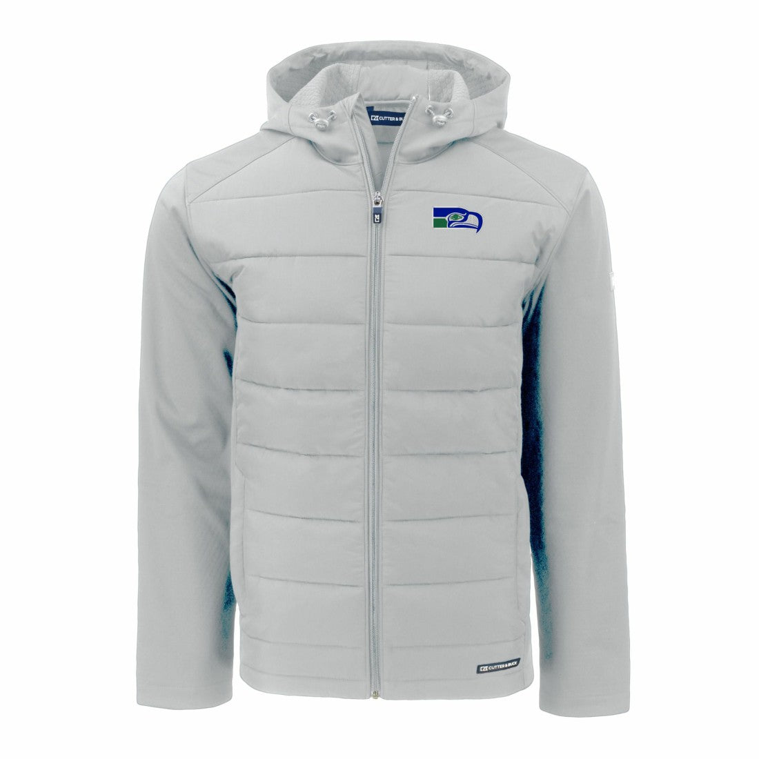NFL Seattle Seahawks Cutter & Buck Throwback Evoke Hybrid Eco Softshell Recycled Full-Zip Hoodie Jacket