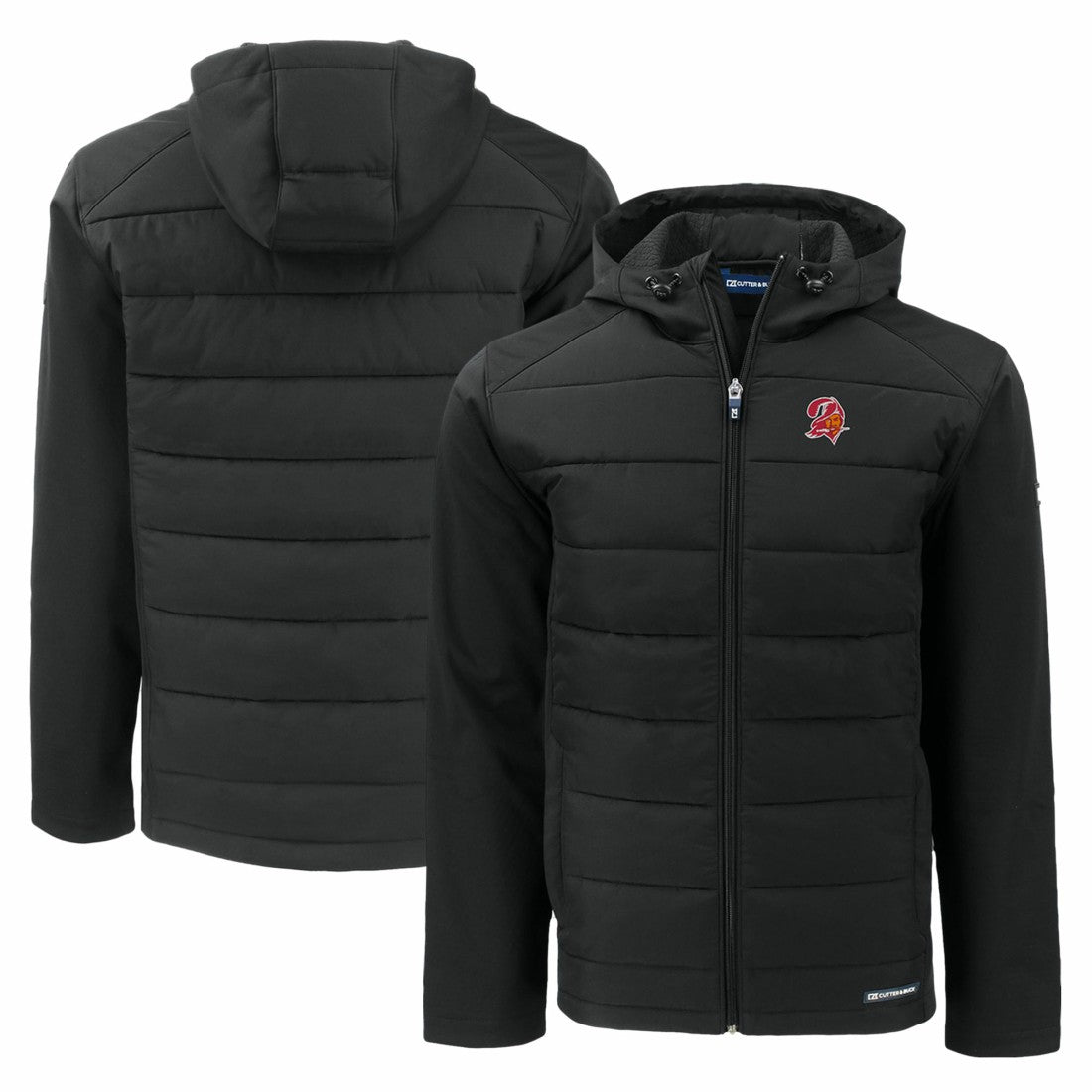 NFL Tampa Bay Buccaneers Cutter & Buck Throwback Evoke Hybrid Eco Softshell Recycled Full-Zip Hoodie Jacket