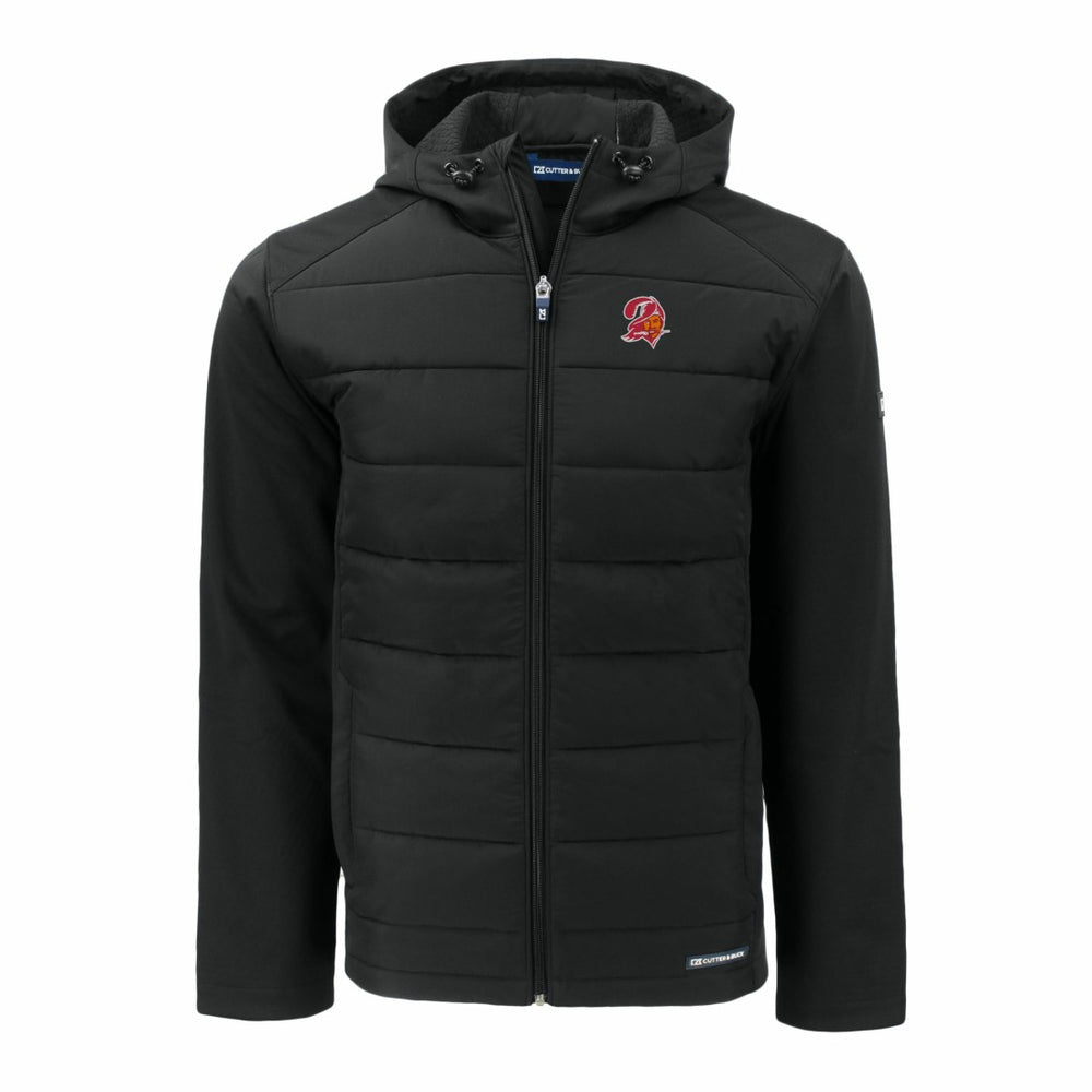 NFL Tampa Bay Buccaneers Cutter & Buck Throwback Evoke Hybrid Eco Softshell Recycled Full-Zip Hoodie Jacket